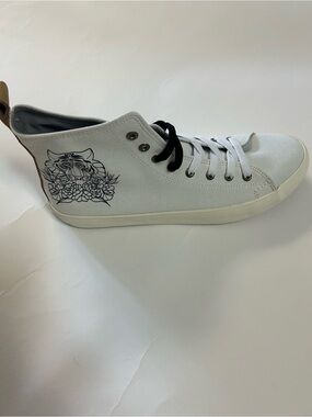 Blank NYC White Men High-Top Sneakers with Black Tiger Print